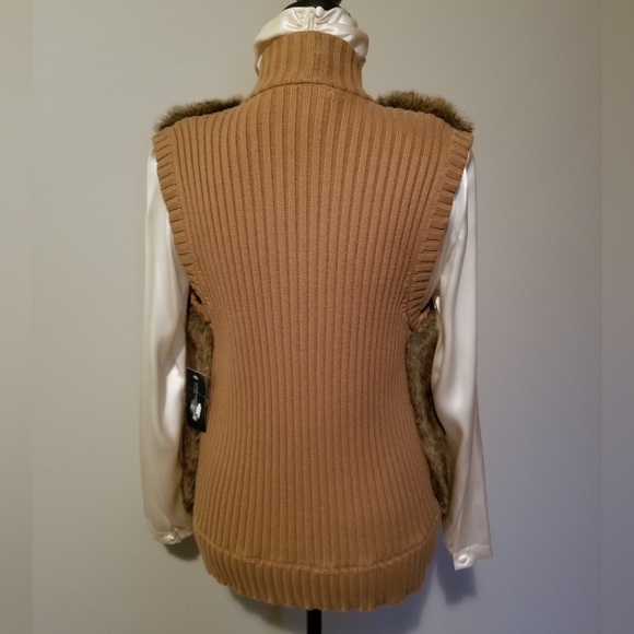 Chocolate Mocha Faux Fur Knit Sweater Vest - Picture 2 of 11